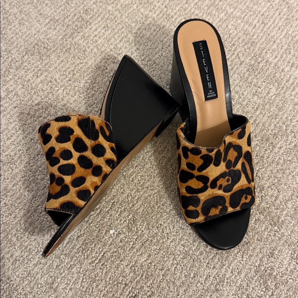 Steven by Steve Madden Women's Senga Leopard Mules/Wedges. Size 9.5.